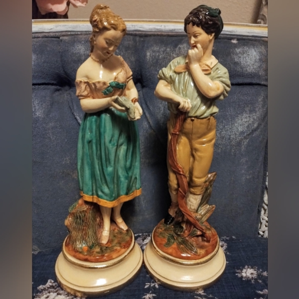 SOLD***Charming Pair Chalkware Statues
